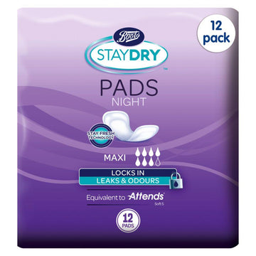 Maxi Night Pads For Moderate To Heavy Incontinence 12 Pack Bundle “ 144 Liners